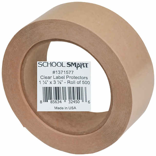 School Smart Vinyl Label Protectors, Round Corner Rectangle, 1-1/4 x 3-1/8 Inches, Clear, Pack of 500