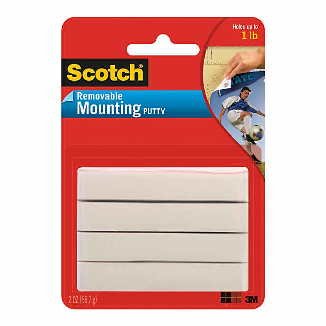 Scotch Mounting Putty, Removable, White, 2 oz. Per Pack, 12 Packs