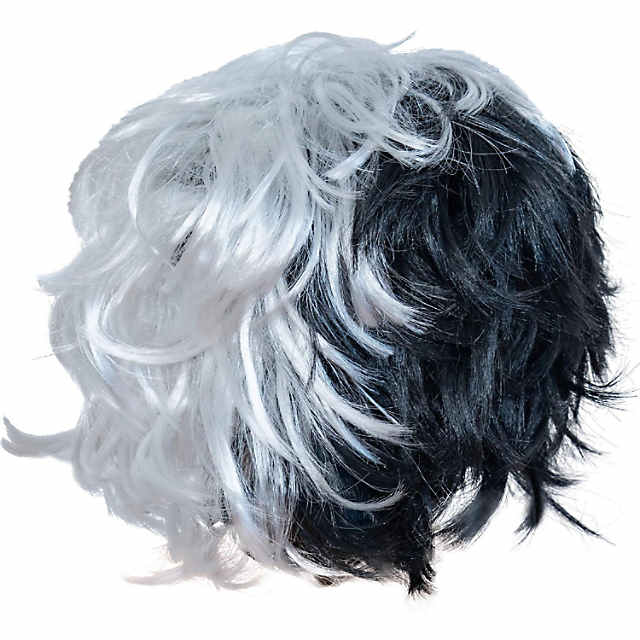 Skeleteen Black and White Wig Cruel Lady Half and Half Wavy