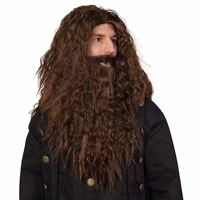 Skeleteen Brown Wig and Beard Brown Wavy Biblical Costume