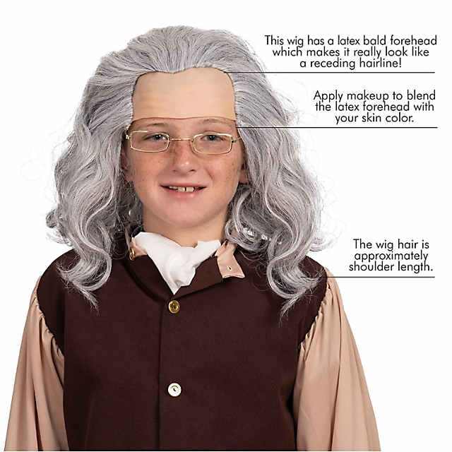 Skeleteen Grey Benjamin Franklin Wig Receding Hairline Old