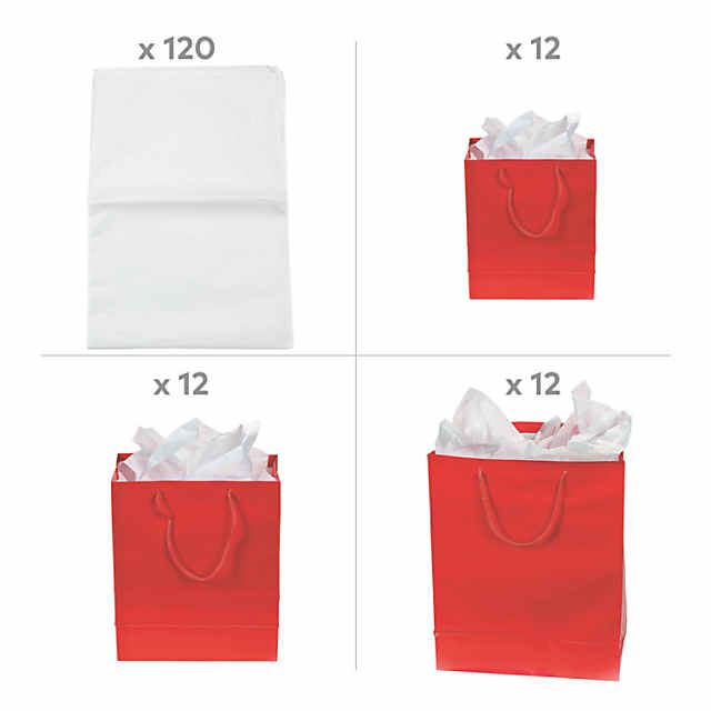 Fun Express Gift Bags & Tissue Paper Kit Small, Medium & Large Red - 36 PC