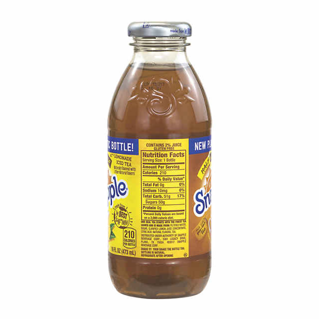 SNAPPLE All Natural Half 'n Half Lemonade Iced Tea, 16 oz, 24 Count