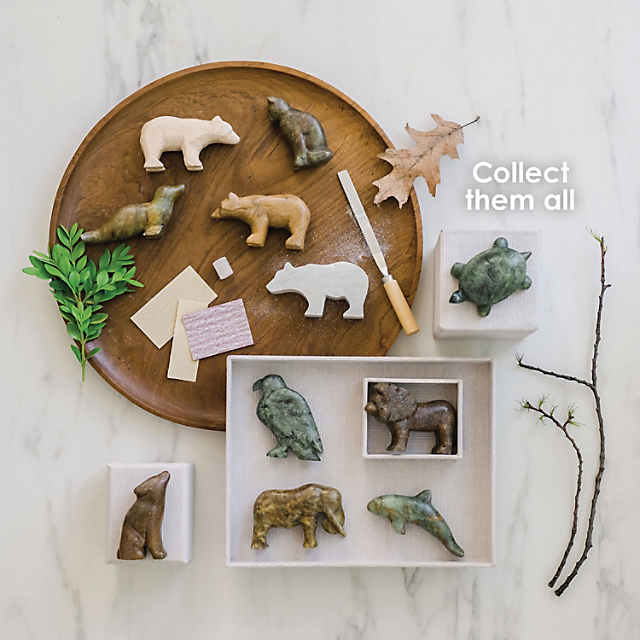 STUDIOSTONE CREATIVE DIY Arts & Crafts Carving Kit Kids Adults Safari Set  of 3 Sculpture Soapstone