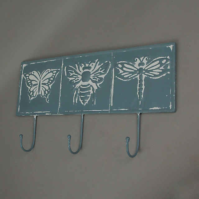 Special T Imports Blue Metal Vintage Insect Wall Hook Decorative