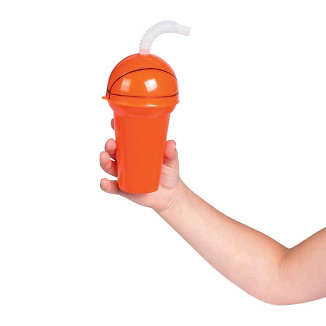Baseball BPA-Free Plastic Cups with Lids & Straws - 8 Ct.