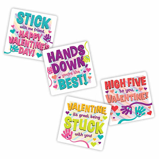 Peaceable Kingdom Valentines Cards for Kids Classroom - Set of 28 Valentines Day Gifts - Sticky Hands