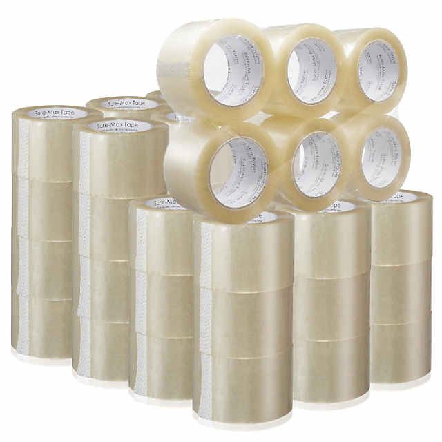 Sure-Max 48 Rolls Extra-Wide Shipping & Packing Tape (3 x 110 yard/330' Each) - Moving & Adhesive Carton Sealing - 2.0mil Clear