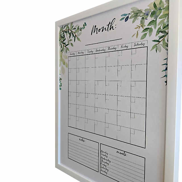 Sweetpea & Maple Framed Dry Erase Whiteboard Calendar for Wall