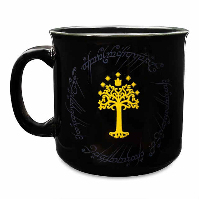The Lord of The Rings Gondor Black Ceramic Camper Mug Holds 20 Ounces