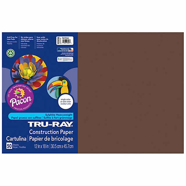 Construction Paper, Dark Brown, 12 inch x 18 inch, 50 Sheets | Bundle of 5