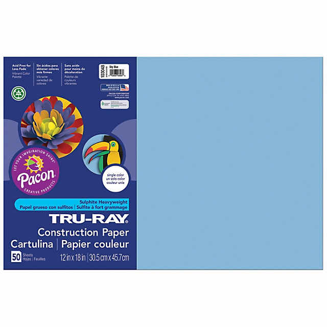 Tru-Ray Construction Paper, White, 12 x 18, 50 Sheets Per Pack, 5