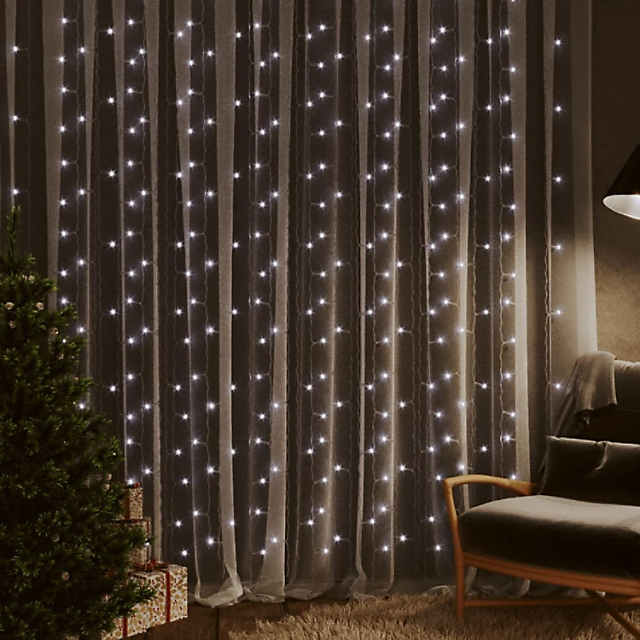 Margaret Mitchell Såvel metallisk vidaXL LED Curtain Fairy Lights 9.8'x9.8' 300 LED Cold White 8 Function