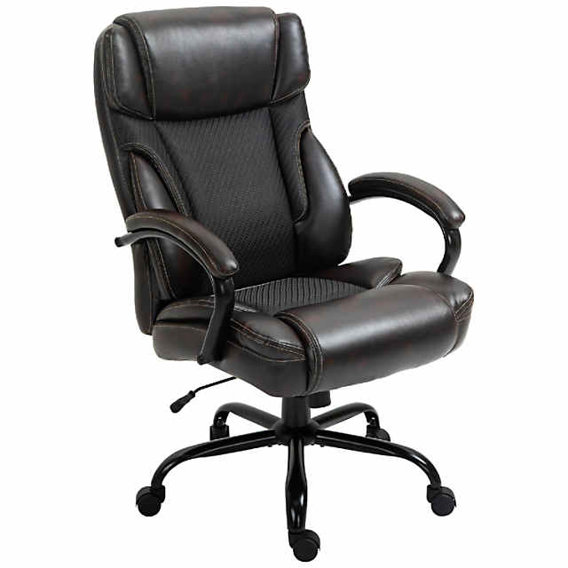 Vinsetto 484LBS Big and Tall Ergonomic Executive Office Chair with Wide  Seat, High Back Adjustable Computer Task Chair Swivel PU Leather, Black