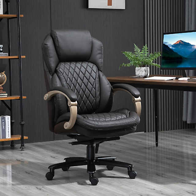 Vinsetto Executive Office Chair Computer Desk Chair for Home w/ Footrest,  Brown