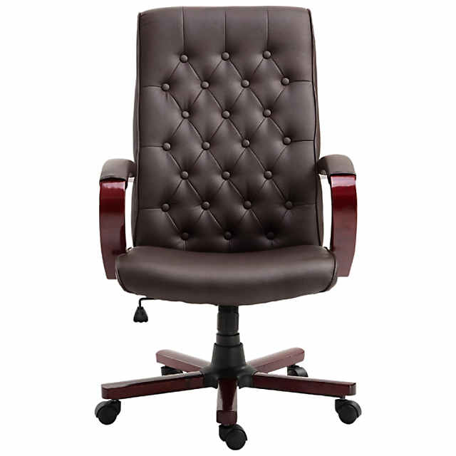 Vinsetto Vanity Pu Leather Mid Back Office Chair Swivel Tufted