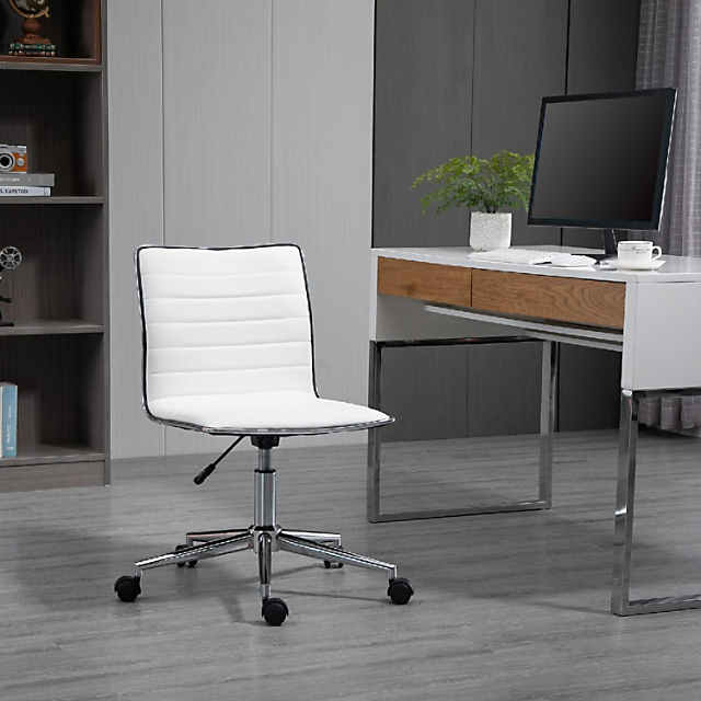 Vinsetto White, Mid-Back Home Office Chair Adjustable Height