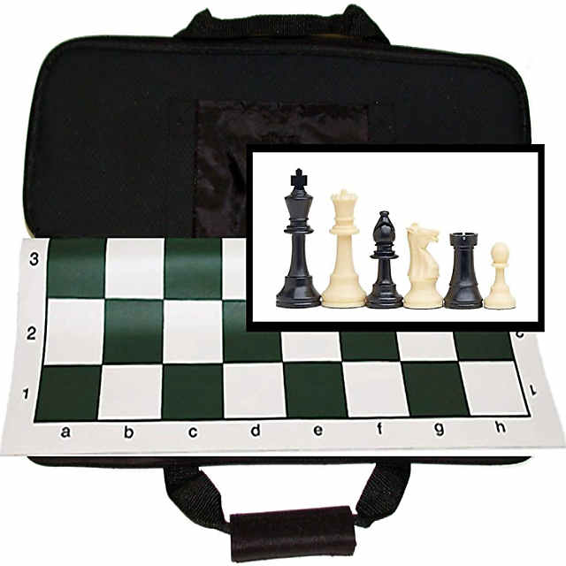 WE Games Best Value Tournament Chess Set, Black Board, Pieces, Bag