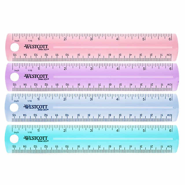 Westcott Ruler,Plastic,Lined,16ths,6in,Transparnt (18)