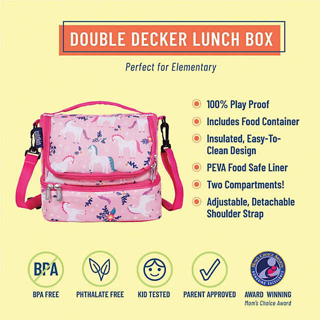 Wildkin Two Compartment Lunch Bag  Kids Lunch Bags - Magical Unicorns