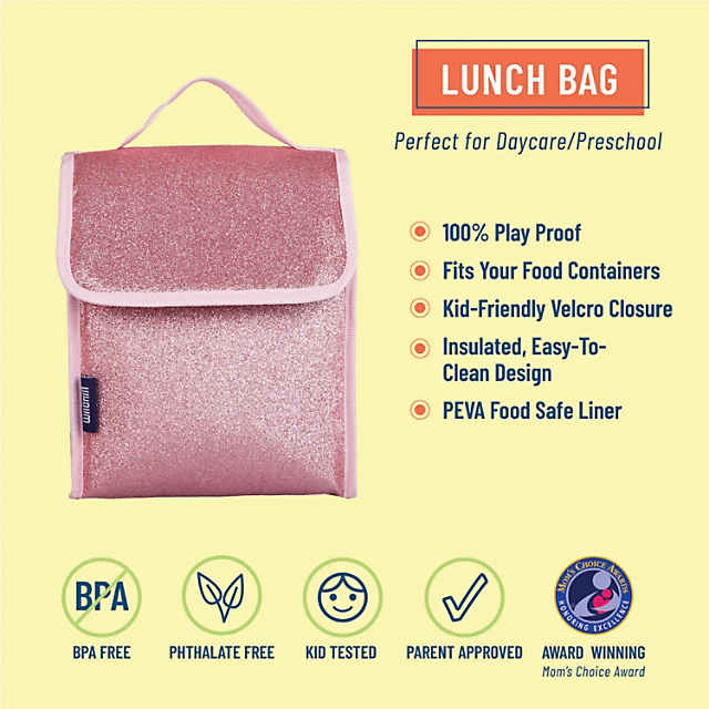 Wildkin Kids Insulated Lunch Box Bag (Pink Glitter)