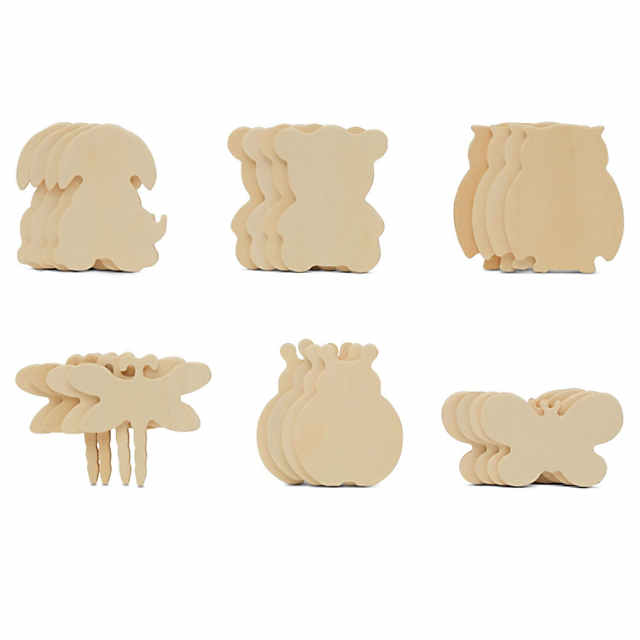 24 Pieces Unfinished Sea Creatures Wood Cutouts for Crafts, Wooden