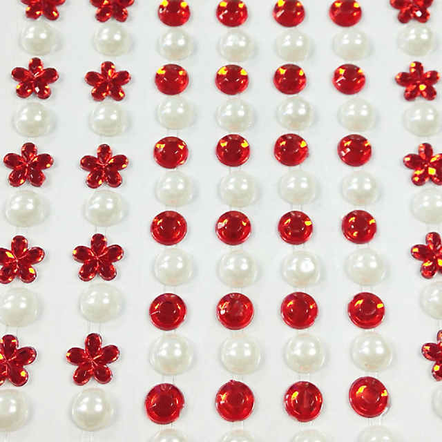 Wrapables 164 pieces Crystal Flower and Pearl Stickers Adhesive