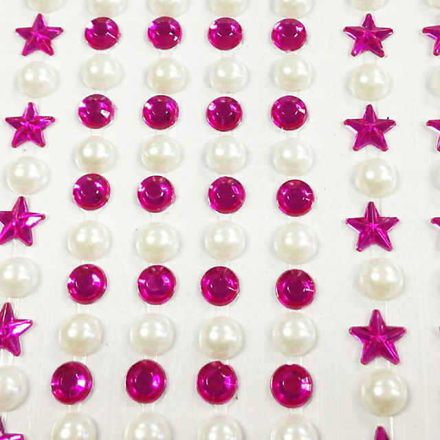 Wrapables 164 Pieces Crystal Star and Pearl Stickers Adhesive Rhinestones Fuchsia