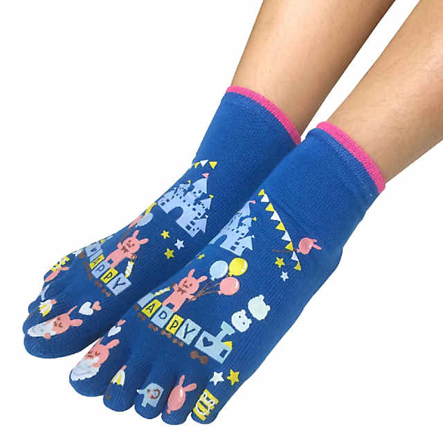 Wrapables Amusement Park Five Finger Cartoon Socks Five Toe Socks Set of 3,  Black/Red/Grey
