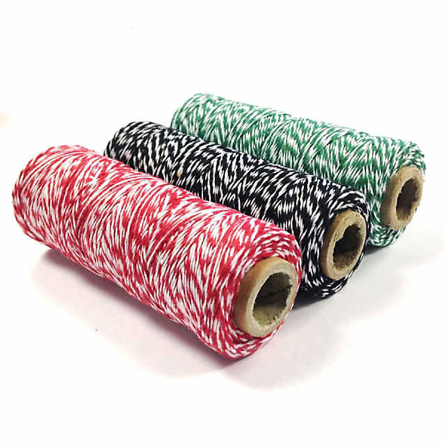 Wrapables Cotton Baker's Twine 4ply 330 Yards (Set of 3 Spools x 110 Yards) Dark Green, Black, Red (A66425, A66427, A66423)