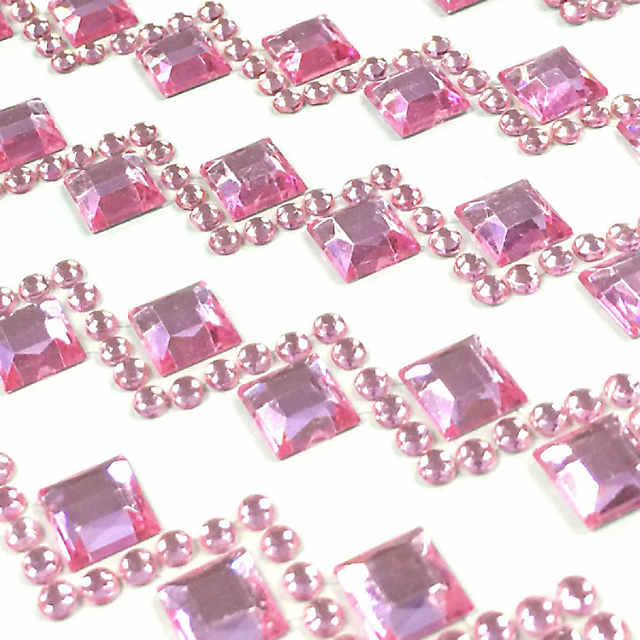 Wrapables Diamond and Round Acrylic Self Adhesive Crystal Gem Stickers Pink