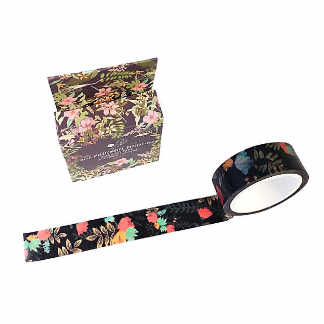 Wrapables Flowers and Greens 15mm x 7M Washi Masking Tape, Colorful Foliage