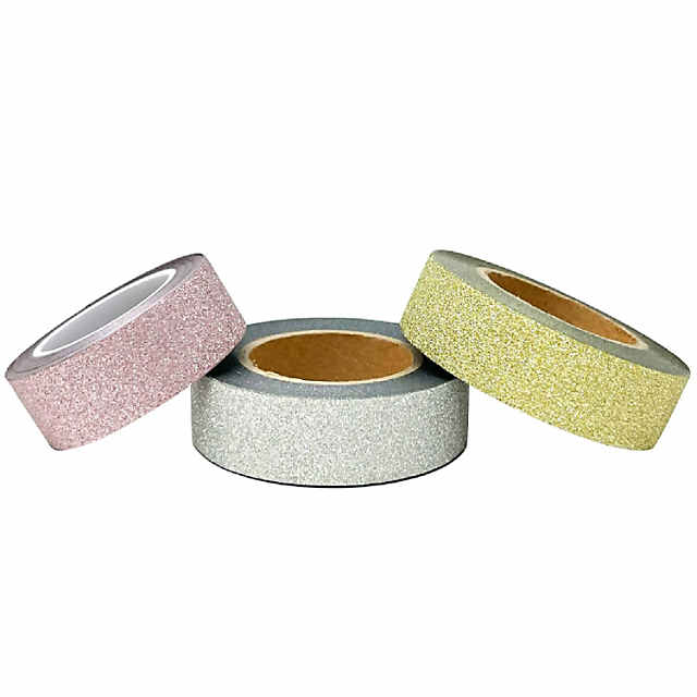 Wrapables Glitter and Shine Washi Tapes Decorative Masking Tapes (Set of 3) Solid Glitter Pastel