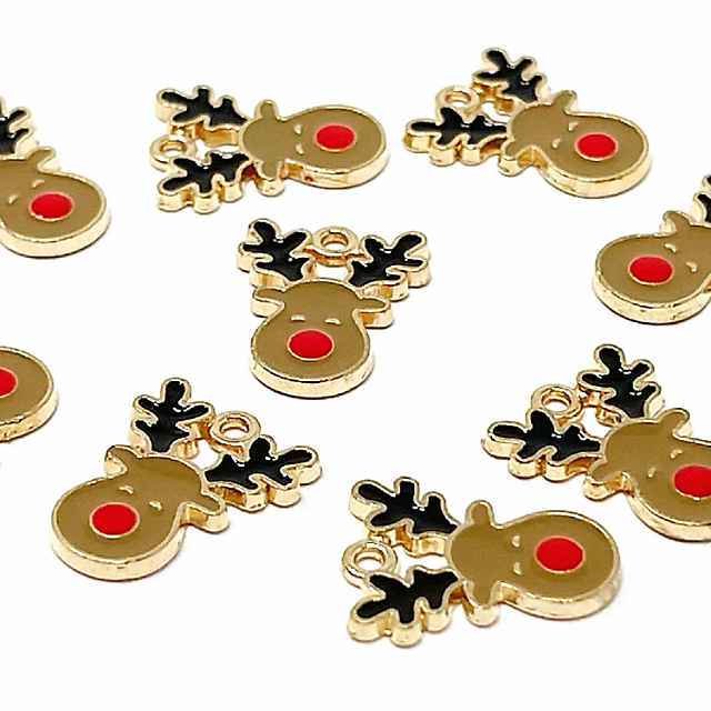 Wrapables Holiday Pendant Charms for Jewelry Making (Set of 10) Brown Reindeers