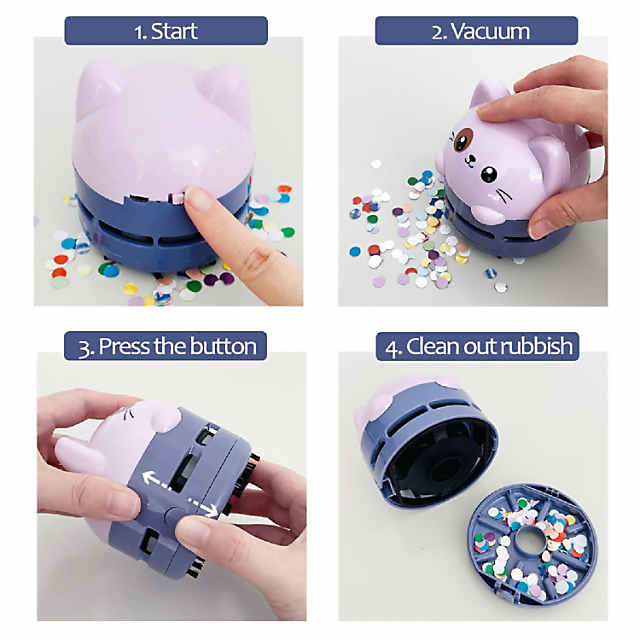 Wrapables Mini Portable USB Desktop Vacuum Lilac Kitty