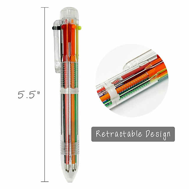 5pcs/pack Free shipping 6 color in 1 Retractable Multicolor Pens 6