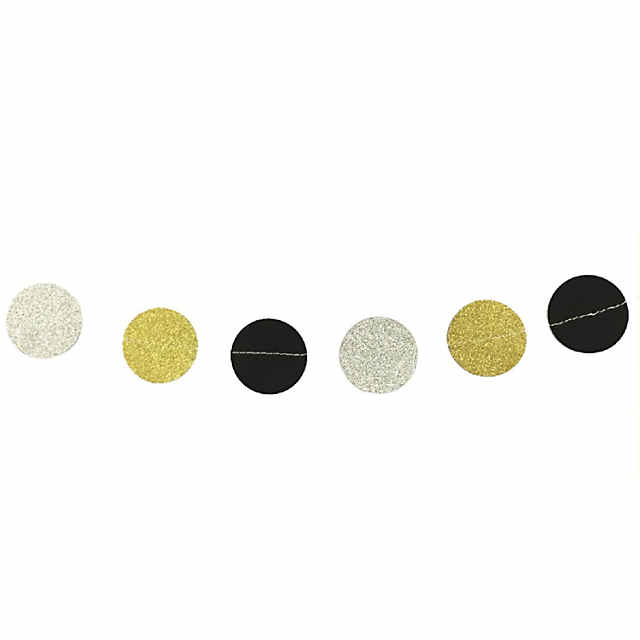 Wrapables 13ft Paper Circle Dot Garland Party Decorations (Set of 2) Black/Gold/Silver