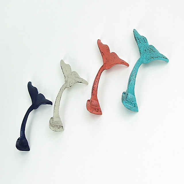 Cast Iron Mermaid Towel Hooks, Decorative Nautical Hooks 
