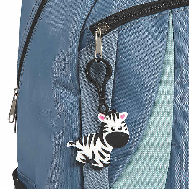 Fun Express 12 PC Zoo Animal Backpack Clip Keychains