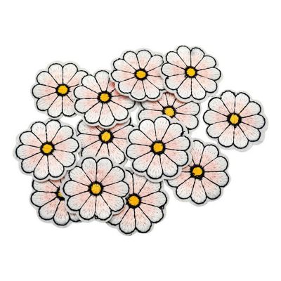 1 1/2" Blush Daisy Flower Iron On Patch 72 Pack Image 1