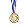 1 1/2" Bulk 72 Pc. #1 Goldtone Winner Medals with Red, White & Blue Ribbon Image 1