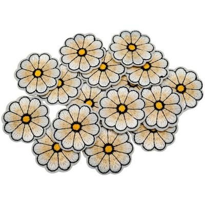 1 1/2" Champagne Daisy Flower Iron On Patch 72 Pack Image 1
