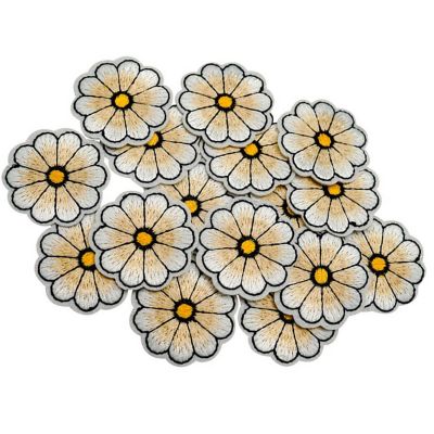 1 1/2" Champagne Daisy Flower Iron On Patch 72 Pack Image 1