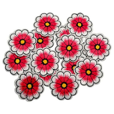 1 1/2" Fuchsia Daisy Flower Iron On Patch 72 Pack Image 1