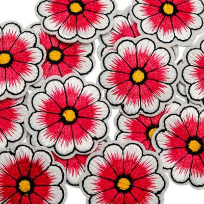 1 1/2" Fuchsia Daisy Flower Iron On Patch 72 Pack Image 2