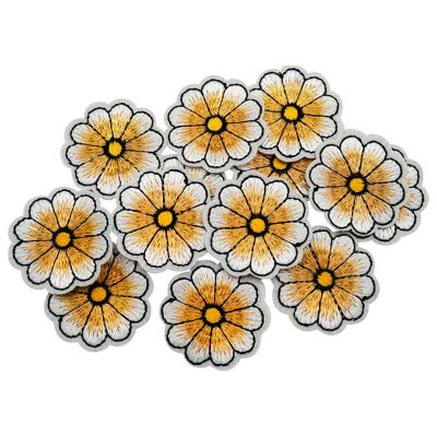 1 1/2" Gold Daisy Flower Iron On Patch 72 Pack Image 1