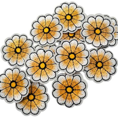 1 1/2" Gold Daisy Flower Iron On Patch 72 Pack Image 1