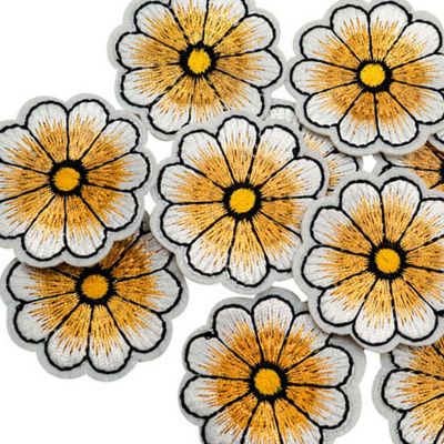 1 1/2" Gold Daisy Flower Iron On Patch 72 Pack Image 2
