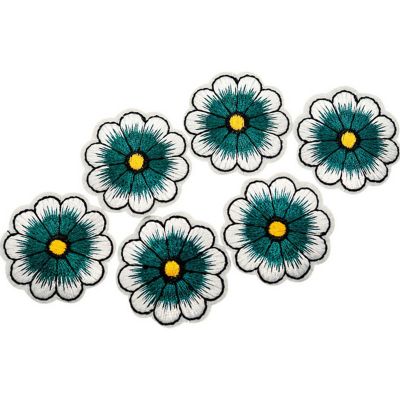 1 1/2" Hunter Green Daisy Flower Iron On Patch 72 Pack Image 1
