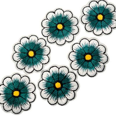 1 1/2" Hunter Green Daisy Flower Iron On Patch 72 Pack Image 1